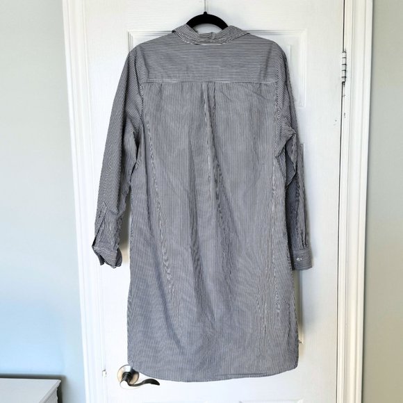 Joe Fresh Pin Stripe Button Down Shirt Dress | 100% Cotton | US L - Picture 3 of 5